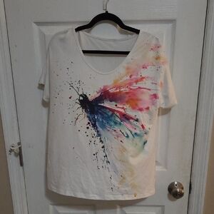 Colorful Butterfly Print Women's Top